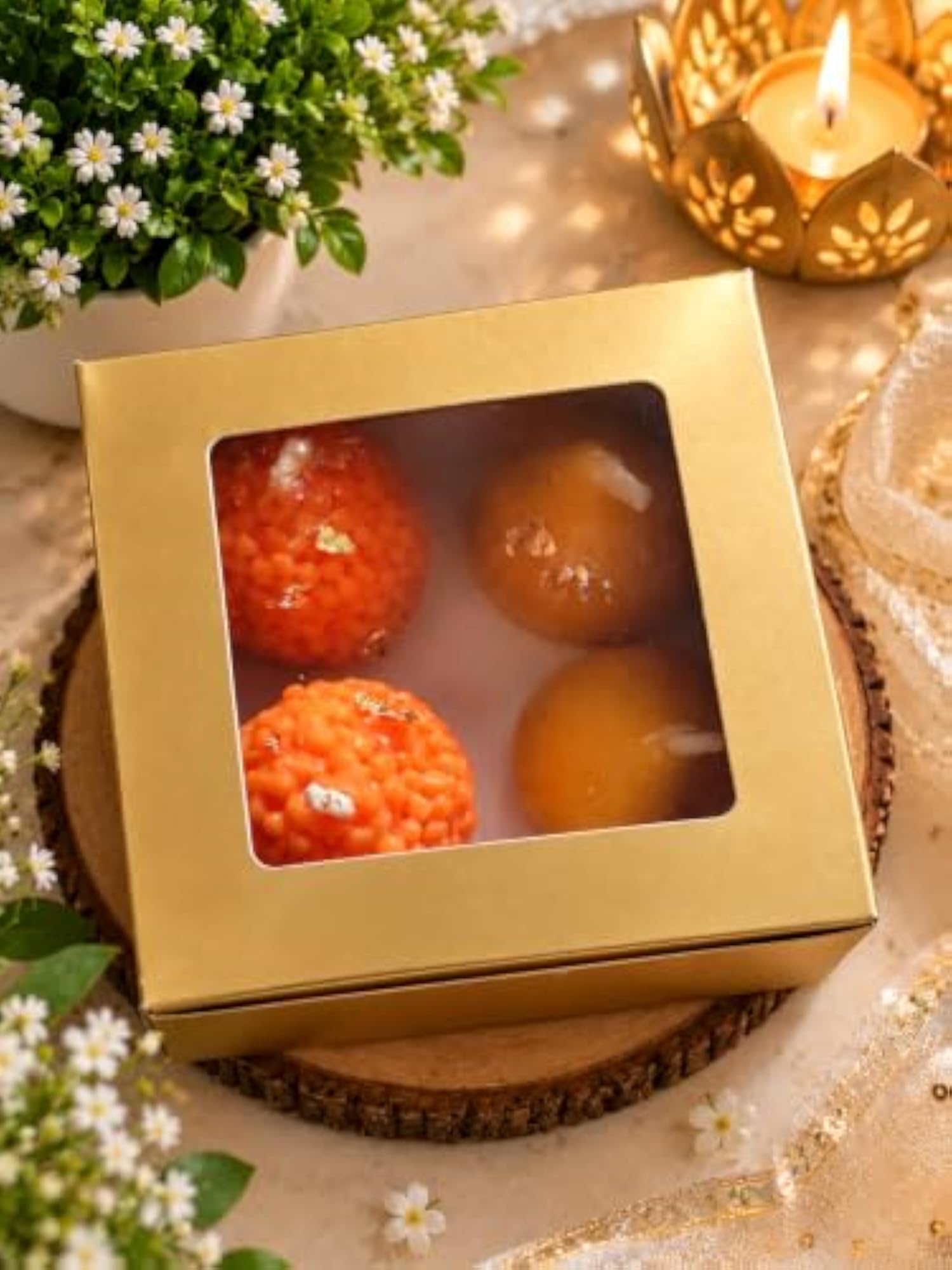 Organic Scented Ladoo Modak Candles, Handcrafted Festive
